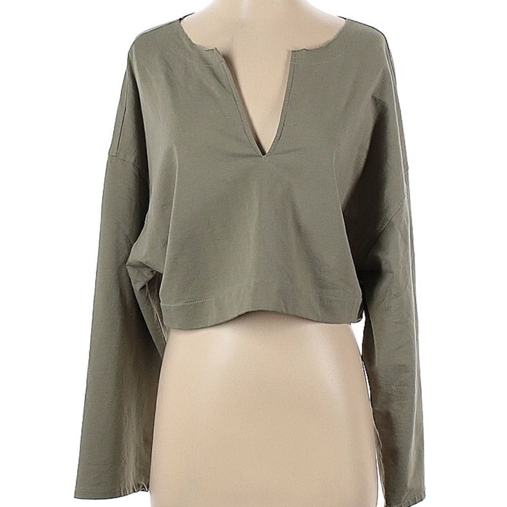 Open Edit Pullover V Neck Crop Top